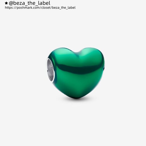 Pandora Metallic Green Heart Charm|Pendant - Picture 1 of 2